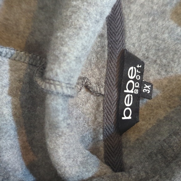 Bebe Sport Gray Fleece Hoodie with Pink camoflage Print Logo NWT Sz 3x - Picture 4 of 9